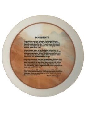 Heirloom Editions Footprints Poem on 7 inch plate.